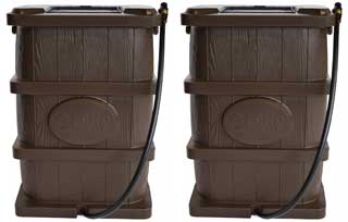Rainwater Catcher Barrels - Set of 2 with Linking Kit