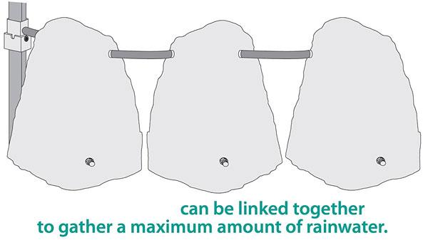 3 Waterstone Rain Barrels Linked Together for More Water Storage Capacity