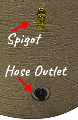 Rain Barrel Spigot and Hose Outlets