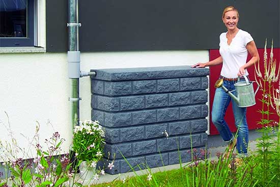 Rain Barrel Wall that Looks Like Bricks