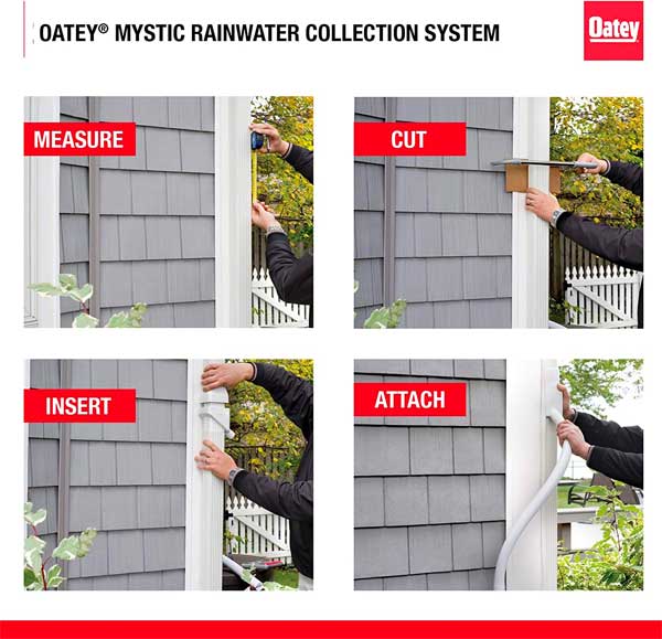 How to Install a Downspout Diverter on a Downspout and Connect to a Rain Barrel with the Oatey Mystic Rainwater Collection System