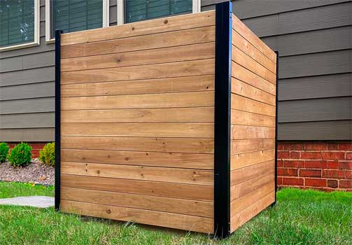 Custom Looking Modern Wood Rain Barrel Enclosure that You Can Buy as a Pre-Made Easy to Assemble Kit
